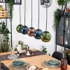 Gastor Hanglamp, Kogellampje, Hanglamp Blauw, Groen, Koperkleurig, 5-lichts