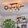 Gastor Plafondlamp, Kogellampje Amber, Duidelijk, Rookkleurig, 5-lichts