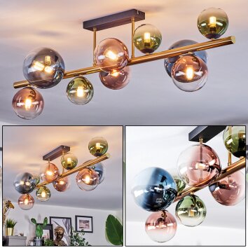 Chehalis Plafondlamp, Kogellampje Goud, Zwart, 10-lichts