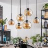 Koyoto Hanglamp, Kogellampje, Hanglamp Amber, 6-lichts