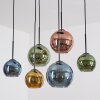 Koyoto Hanglamp, Kogellampje, Hanglamp Blauw, Goud, Groen, Koperkleurig, 6-lichts