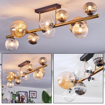 Chehalis Plafondlamp, Kogellampje Goud, Zwart, 10-lichts