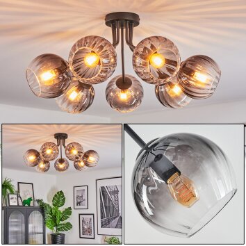 Koyoto Plafondlamp, Kogellampje 82 cm Duidelijk, Rookkleurig, 7-lichts