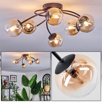 Chehalis Plafondlamp, Kogellampje 56 cm Amber, Duidelijk, 6-lichts