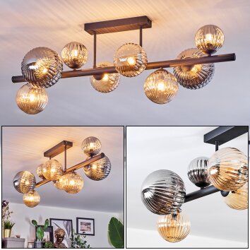 Chehalis Plafondlamp, Kogellampje Amber, Rookkleurig, 8-lichts