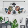Koyoto Plafondlamp, Kogellampje 82 cm Blauw, Groen, Duidelijk, Koperkleurig, 7-lichts