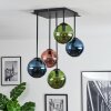 Gastor Plafondlamp, Kogellampje Blauw, Groen, Koperkleurig, 5-lichts