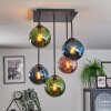 Gastor Plafondlamp, Kogellampje Blauw, Groen, Koperkleurig, 5-lichts