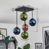 Gastor Plafondlamp, Kogellampje Blauw, Groen, Koperkleurig, 5-lichts