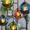 Gastor Plafondlamp, Kogellampje Blauw, Groen, Koperkleurig, 5-lichts