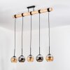 Koyoto Hanglamp, Kogellampje, Hanglamp Natuurlijke kleuren, Zwart, 5-lichts