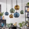 Ripoll Hanglamp, Kogellampje, Hanglamp Blauw, Goud, Groen, 6-lichts