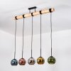 Koyoto Hanglamp, Kogellampje, Hanglamp Natuurlijke kleuren, Zwart, 5-lichts