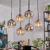 Koyoto Hanglamp, Kogellampje, Hanglamp Amber, Duidelijk, Rookkleurig, 6-lichts