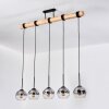 Koyoto Hanglamp, Kogellampje, Hanglamp Natuurlijke kleuren, Zwart, 5-lichts