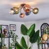 Chehalis Plafondlamp, Kogellampje Blauw, Groen, Duidelijk, Koperkleurig, 6-lichts