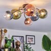 Chehalis Plafondlamp, Kogellampje Blauw, Groen, Duidelijk, Koperkleurig, 6-lichts