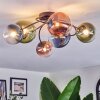 Chehalis Plafondlamp, Kogellampje Blauw, Groen, Duidelijk, Koperkleurig, 6-lichts
