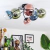 Chehalis Plafondlamp, Kogellampje Blauw, Groen, Duidelijk, Koperkleurig, 6-lichts