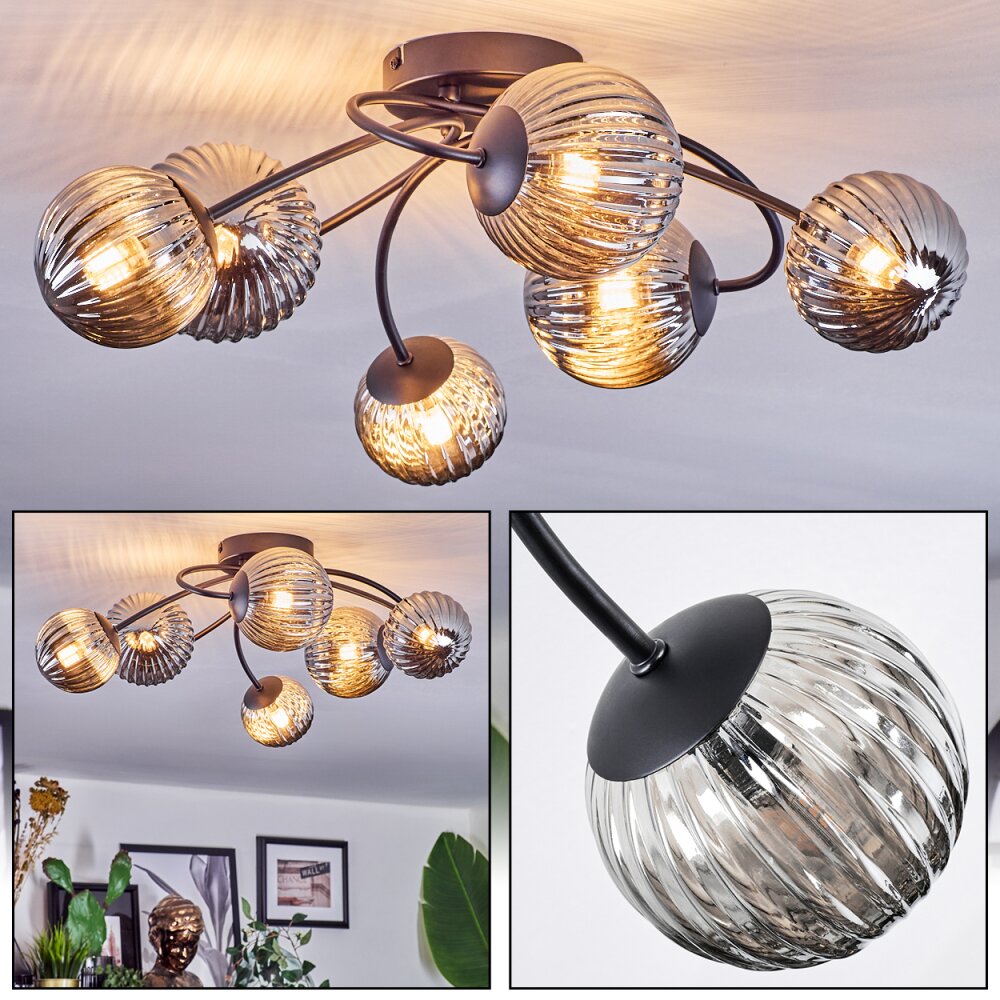 Chehalis Plafondlamp, Kogellampje Rookkleurig, 6-lichts main product photo