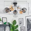 Koyoto Plafondlamp, Kogellampje Amber, Duidelijk, Rookkleurig, 7-lichts