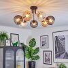 Koyoto Plafondlamp, Kogellampje Amber, Duidelijk, Rookkleurig, 7-lichts