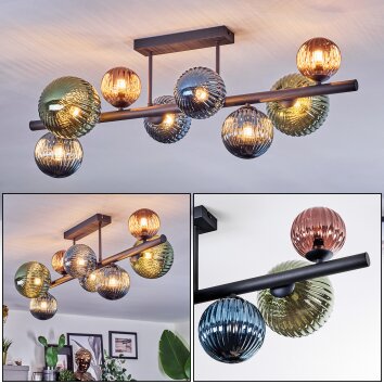 Chehalis Plafondlamp, Kogellampje Blauw, Groen, Koperkleurig, 8-lichts Chehalis Plafondlamp, Kogellampje Blauw, Groen, Koperkleurig, 8-lichts