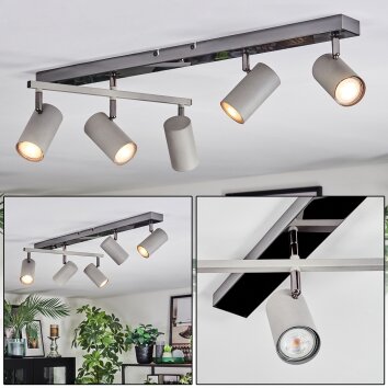 Javel Plafondlamp, Plafondspot Chroom, Grijs, Zwart, 5-lichts