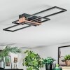 Macos Plafondlamp LED Chroom, houtlook, Zwart, 1-licht