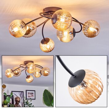 Chehalis Plafondlamp, Kogellampje 56 cm Amber, 6-lichts