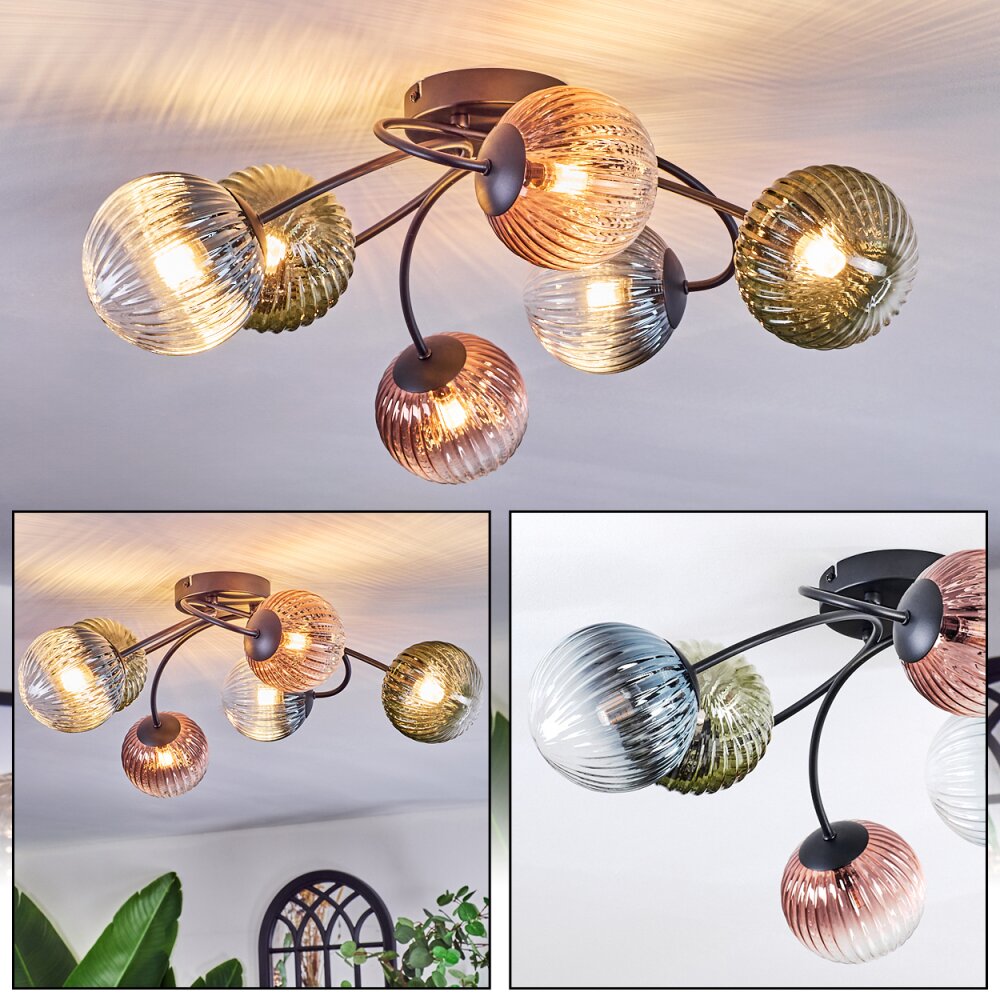 Chehalis Plafondlamp, Kogellampje 58 cm Blauw, Groen, Duidelijk, Koperkleurig, 6-lichts main product photo