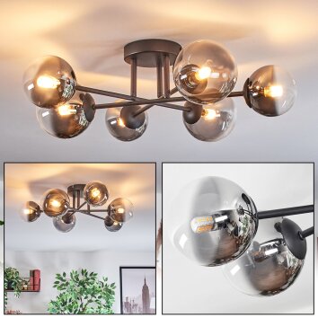 Chehalis Plafondlamp, Kogellampje 18 cm Duidelijk, Rookkleurig, 6-lichts