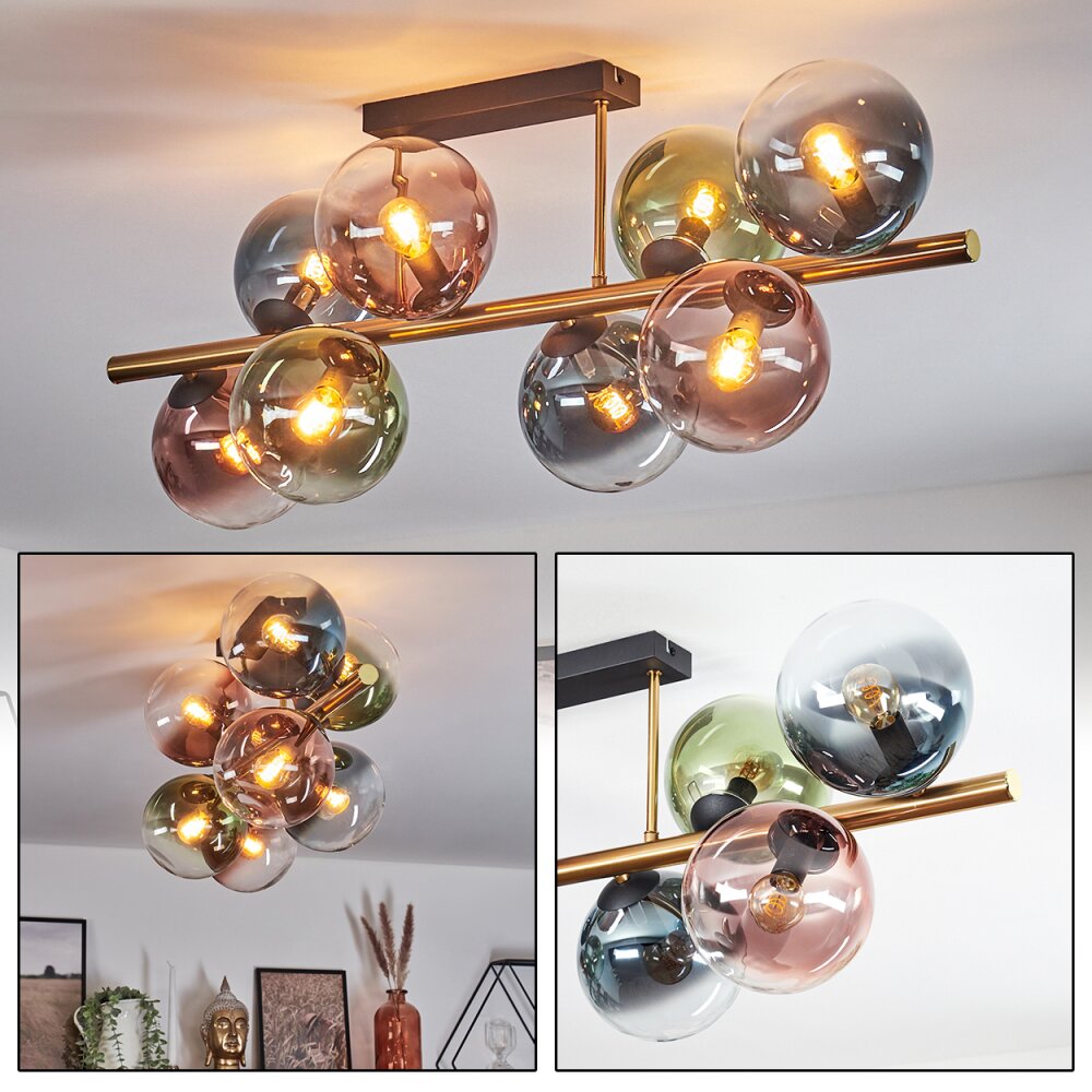 Gastor Plafondlamp, Kogellampje Goud, Zwart, 8-lichts main product photo