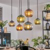 Koyoto Hanglamp, Kogellampje, Hanglamp Blauw, Groen, Koperkleurig, 6-lichts