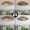 Meron Plafondlamp LED houtlook, Zwart, 1-licht