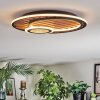 Meron Plafondlamp LED houtlook, Zwart, 1-licht