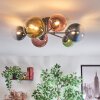 Chehalis Plafondlamp, Kogellampje Blauw, Groen, Duidelijk, Koperkleurig, 6-lichts