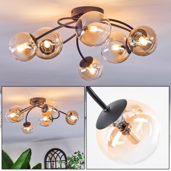Chehalis Plafondlamp, Kogellampje Amber, Duidelijk, 6-lichts