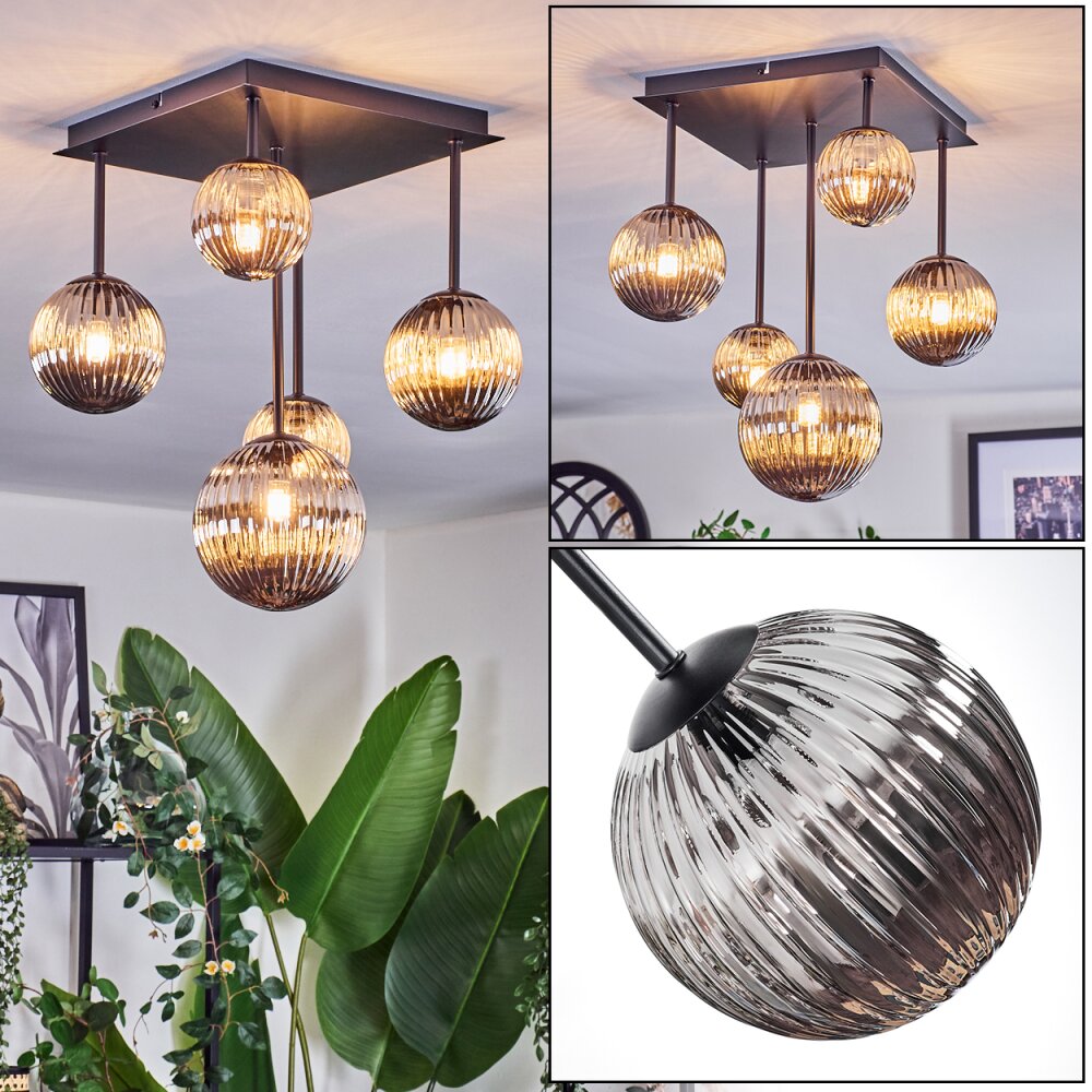 Chehalis Plafondlamp, Kogellampje Rookkleurig, 5-lichts main product photo