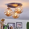 Chehalis Plafondlamp, Kogellampje 34 cm Amber, 3-lichts