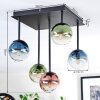 Chehalis Plafondlamp, Kogellampje Blauw, Groen, Duidelijk, Koperkleurig, 5-lichts