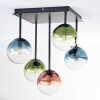 Chehalis Plafondlamp, Kogellampje Blauw, Groen, Duidelijk, Koperkleurig, 5-lichts