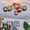 Chehalis Plafondlamp, Kogellampje Blauw, Groen, Koperkleurig, 6-lichts