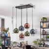 Koyoto Hanglamp, Kogellampje, Hanglamp Blauw, Groen, Koperkleurig, 6-lichts