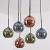 Koyoto Hanglamp, Kogellampje, Hanglamp Blauw, Groen, Koperkleurig, 6-lichts