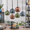 Koyoto Hanglamp, Kogellampje, Hanglamp Blauw, Groen, Koperkleurig, 6-lichts