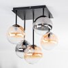 Chehalis Plafondlamp, Kogellampje Amber, Duidelijk, Rookkleurig, 5-lichts