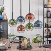 Koyoto Hanglamp, Kogellampje, Hanglamp Blauw, Groen, Duidelijk, Koperkleurig, 6-lichts