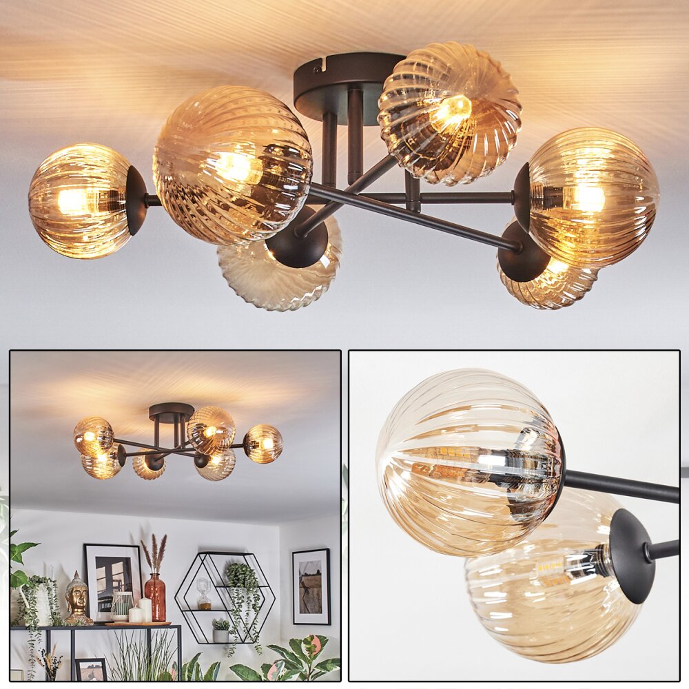 Chehalis Plafondlamp, Kogellampje 55 cm Amber, 6-lichts main product photo