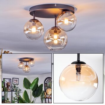 Chehalis Plafondlamp, Kogellampje 30 cm Amber, Duidelijk, 3-lichts